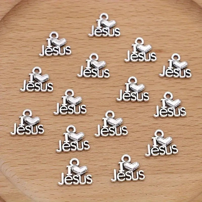 15 piezas de dijes de aleación de zinc "I Love Jesus" - Quierox - Tienda Online