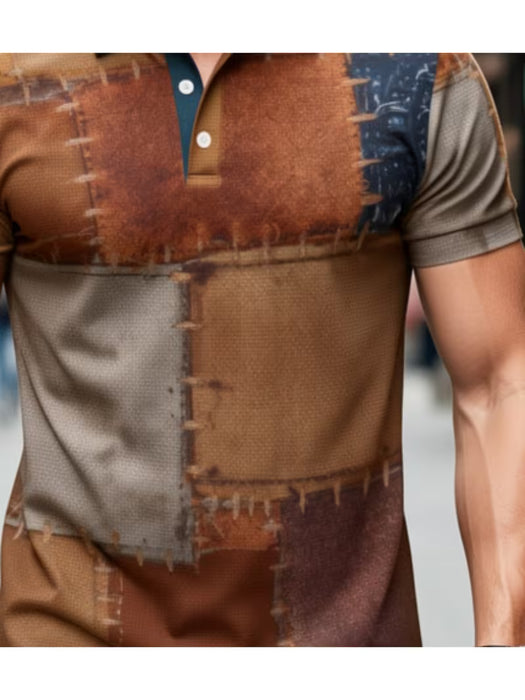 Polo para hombre con estampado digital, polo de manga corta casual y elegante para hombre