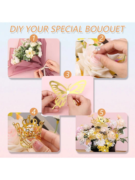 SHEIN 152 piezas de Mariposas 3D, Coronas, Tarjetas de felicitación, Cintas, Alfileres