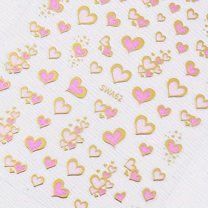 2 piezas de pegatinas de arte de uñas de corazón
