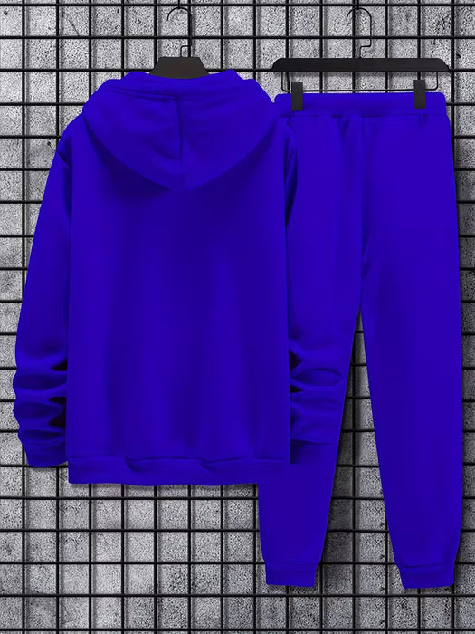 Sudadera con Capucha de Moda para Hombre con Estampado de Corona y Letras y Pantalones de Chándal