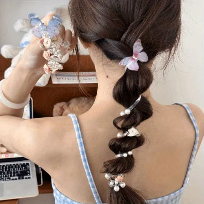 3pcs Lazos para el cabello dulces con forma de mariposa y rosa