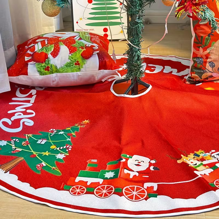 1 falda para árbol de Navidad con diseño festivo de Papá Noel rojo