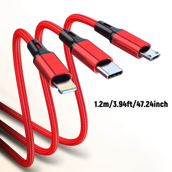 Cable de carga múltiple USB 3 en 1, combo universal