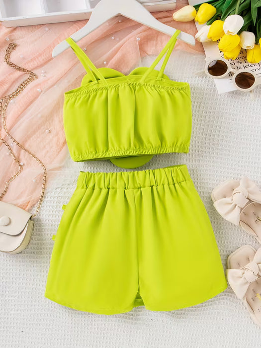 Conjunto de Pantalones con Flores 3D para Niña Verde