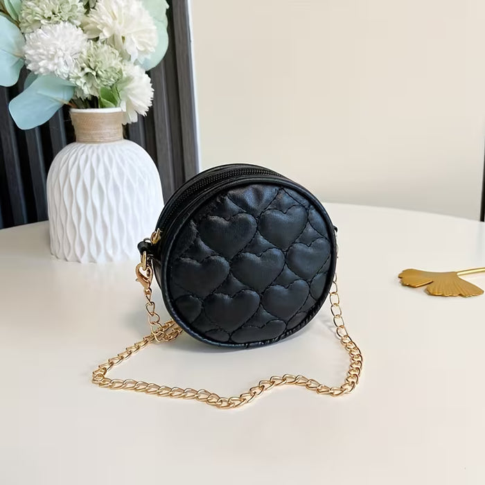 Mini bolso cruzado ligero y acolchado para niñas con correa de cadena de tono dorado