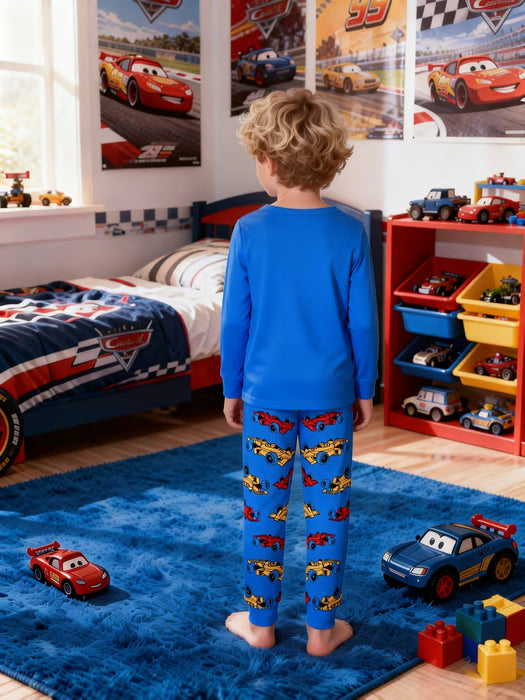 Conjunto de pijama de 1 juego para niño, 2 piezas con estampado digital de coches