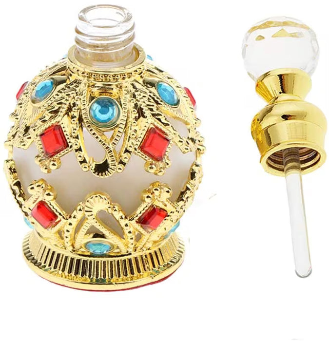 Botella de Perfume de Metal Vintage de 15ml, botellas de aceite esencial de estilo árabe