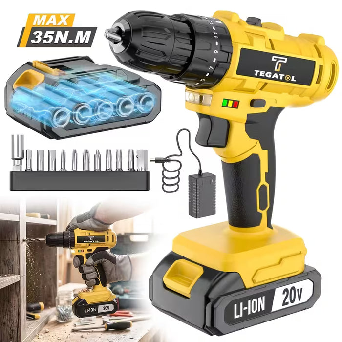 Juego de Taladro de Impacto de Grado Industrial 20V, para Operaciones de Perforación y Fijación