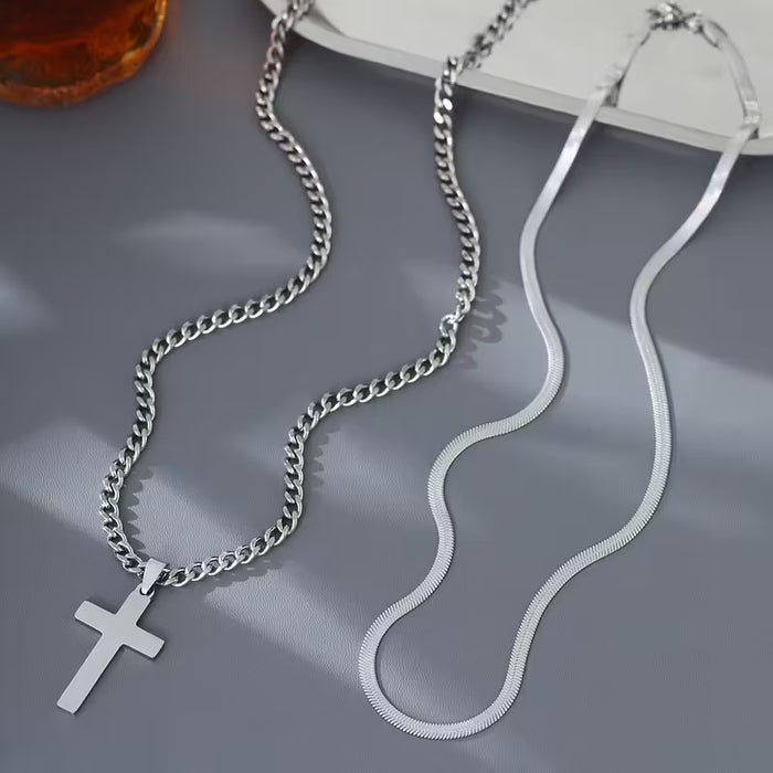 Collar de cruz de acero inoxidable de estilo Hip-Hop Punk Nooxian