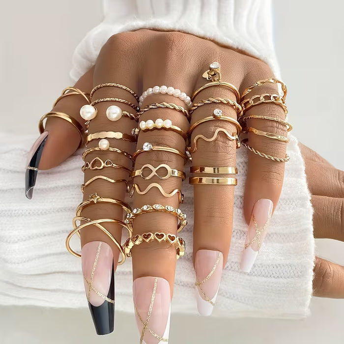 Juego de 22 anillos apilables de lujo ligero