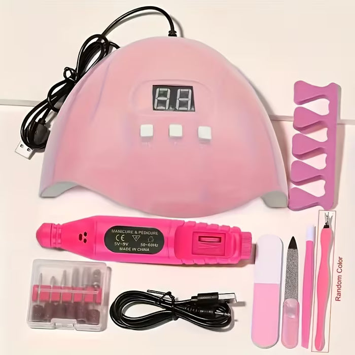 Set de Herramientas para Uñas 7 en 1 con Lámpara de Uñas