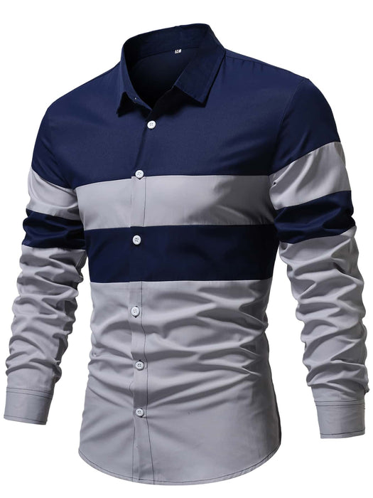 Shein Manfinity Homme Camisa informal de manga larga con botones bicolor para hombre