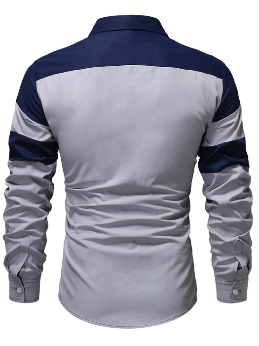 Shein Manfinity Homme Camisa informal de manga larga con botones bicolor para hombre