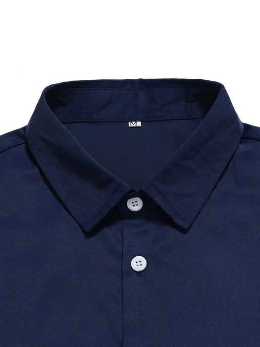 Shein Manfinity Homme Camisa informal de manga larga con botones bicolor para hombre