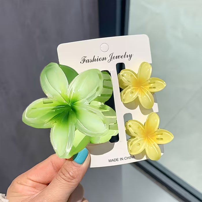 Juego de 6 Horquillas Elegantes con Flores Hawaianas, Pinzas Antideslizantes para Cabello