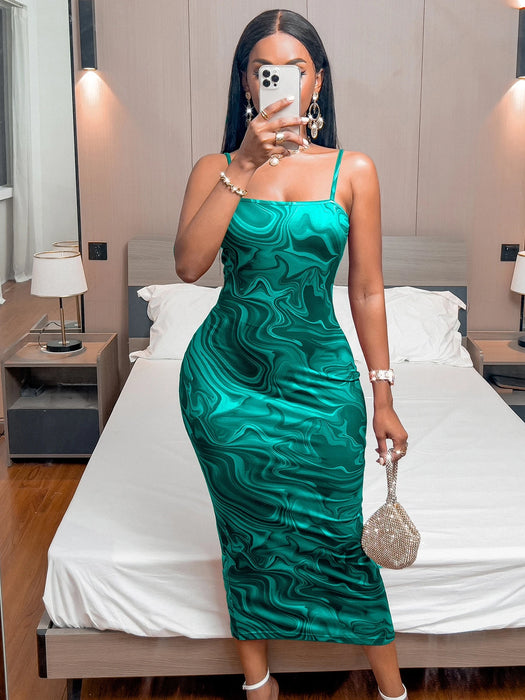 SHEIN Clasi Vestido maxi de mujer con estampado todo sobre