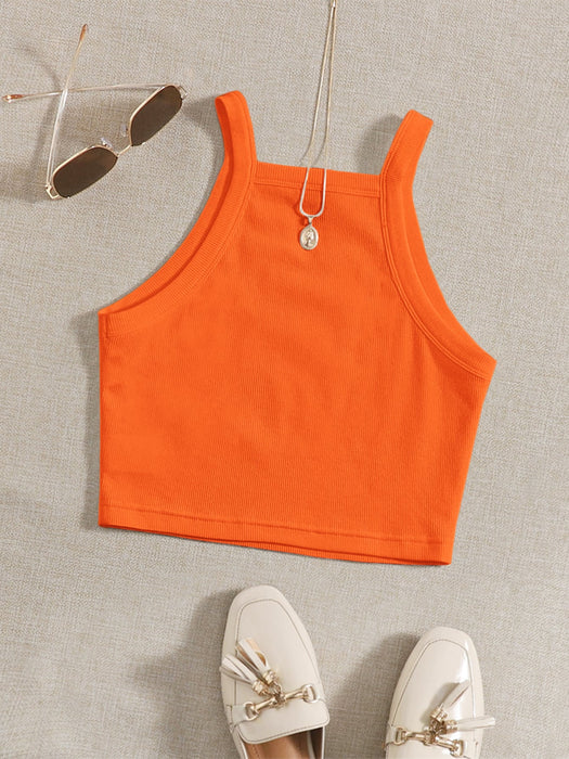 SHEIN EZwear Top Simple De Mujer De Tejido De Color Sólido