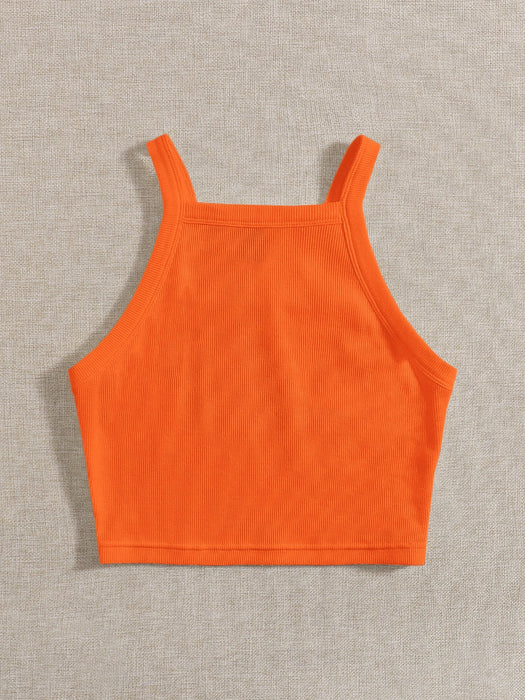 SHEIN EZwear Top Simple De Mujer De Tejido De Color Sólido