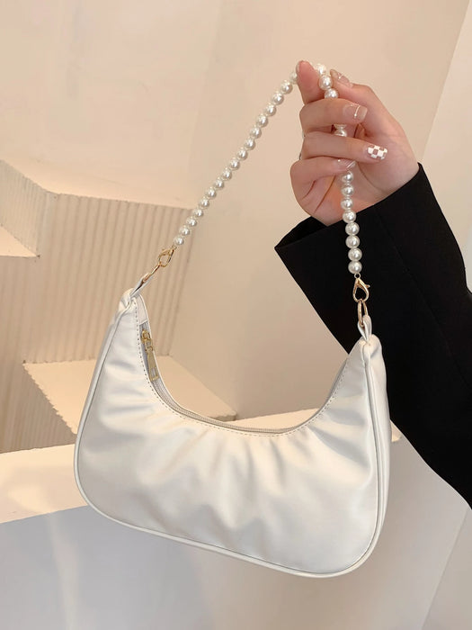 SHEIN Bolso de hombro con media luna de perlas