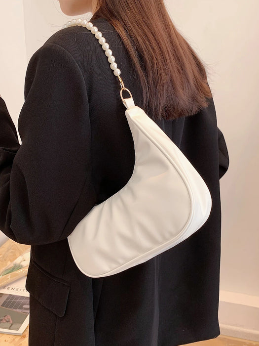 SHEIN Bolso de hombro con media luna de perlas