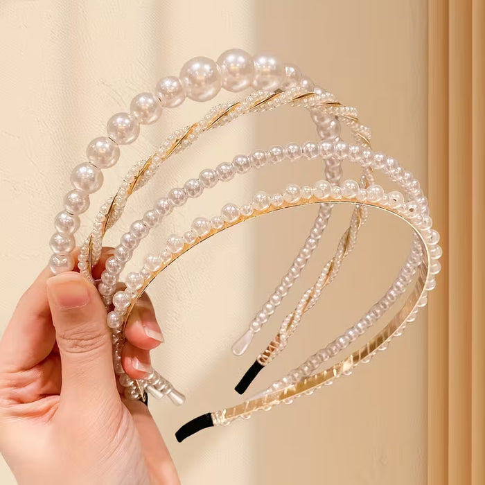 4 accesorios para el pelo color beige para mechas rebeldes, diademas