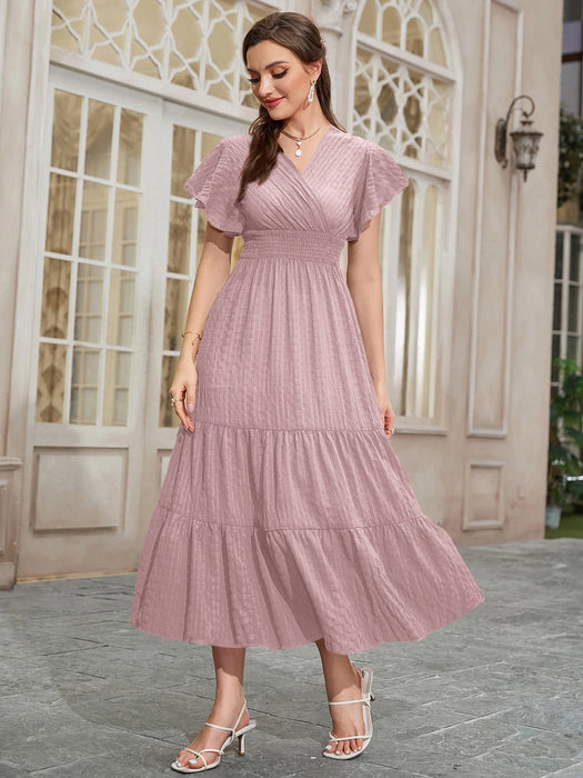 SHEIN Vestido Modelyn con mangas mariposa y bajo fruncido con volantes