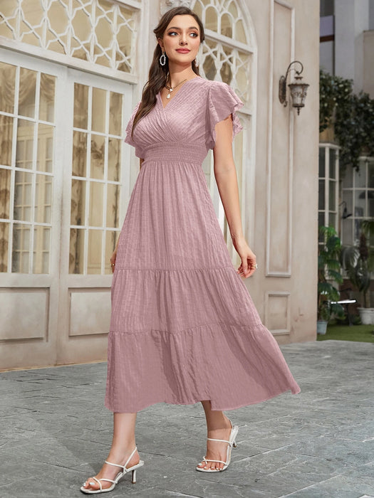 SHEIN Vestido Modelyn con mangas mariposa y bajo fruncido con volantes