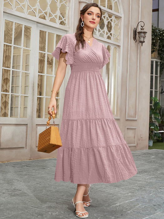SHEIN Vestido Modelyn con mangas mariposa y bajo fruncido con volantes