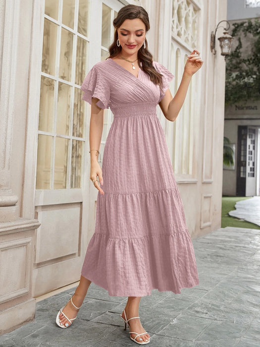 SHEIN Vestido Modelyn con mangas mariposa y bajo fruncido con volantes