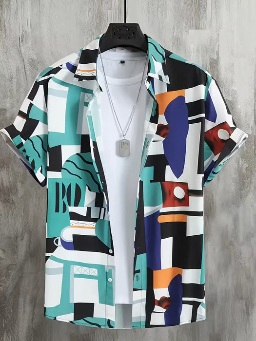Camisa Hawaiana Casual con Estampado y Manga Corta para hombre