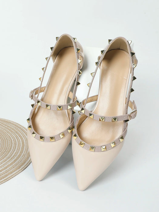 SHEIN Zapatos planos Mary Jane de punta con tachuelas