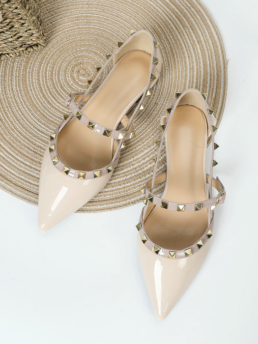 SHEIN Zapatos planos Mary Jane de punta con tachuelas