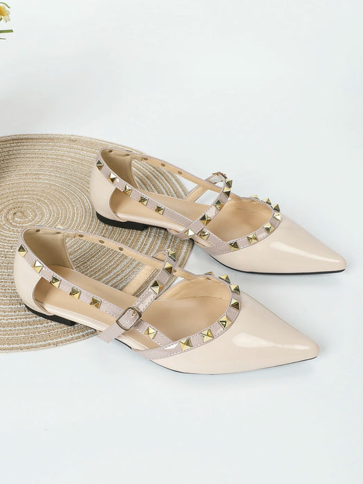 SHEIN Zapatos planos Mary Jane de punta con tachuelas