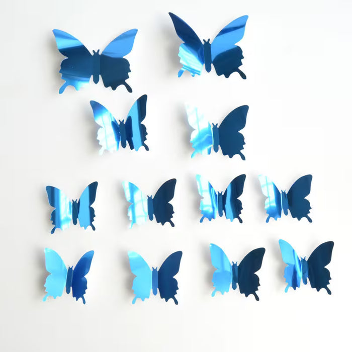 Conjunto de 12 Piezas de Mariposas de Espejo 3D Vibrantes para Pared