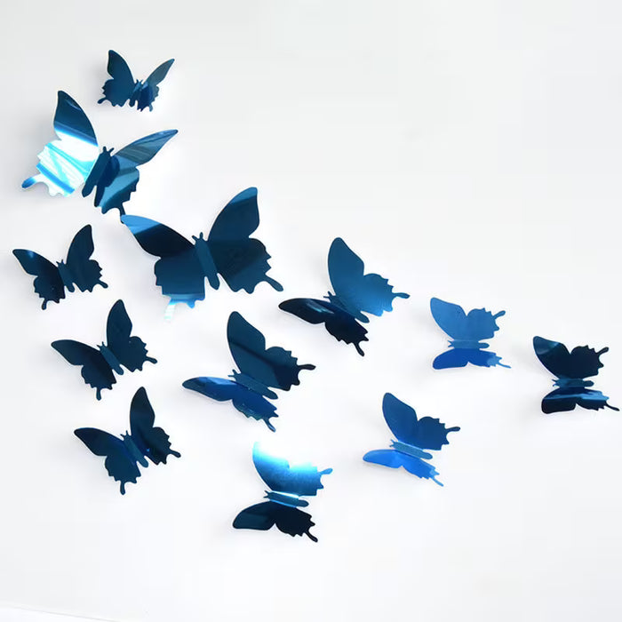 Conjunto de 12 Piezas de Mariposas de Espejo 3D Vibrantes para Pared