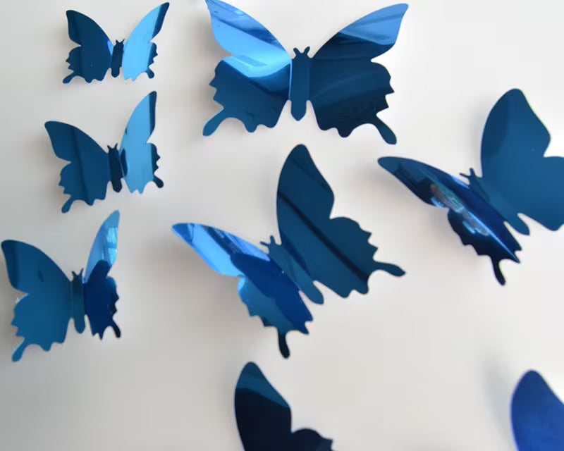 Conjunto de 12 Piezas de Mariposas de Espejo 3D Vibrantes para Pared