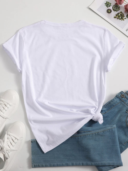 SHEIN INAWLY Camiseta gráfica con diseño de corazón y letra para mujeres
