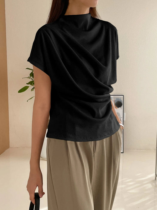 SHEIN DAZY Camiseta de manga de murciélago con cuello alto