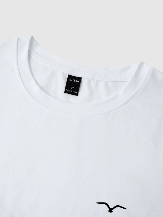 Shein Camiseta Manfinity Homme para hombre con estampado de pájaros y bloques de color