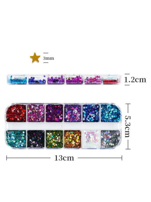 Shein 1 Caja de Adornos para Uñas con Diseño de Estrella Holográfica, Lentejuelas para Uñas DIY