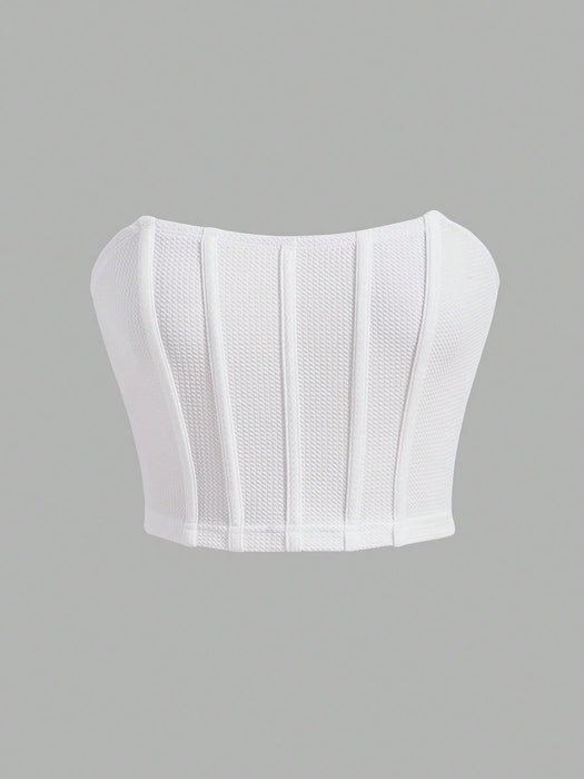 SHEIN EZwear Top corto de malla sin mangas ni tirantes