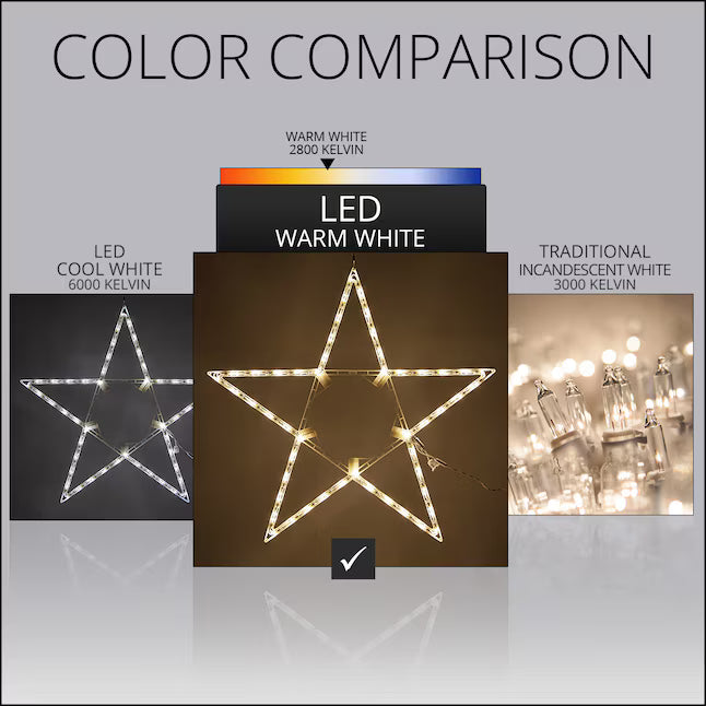 Adorno colgante en forma de estrella de 81 cm (32 pulgadas) con luces LED blancas.