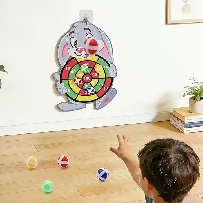 Diana de dardos de conejo adorable para niños, juego de dardos de bola de 3 bolas