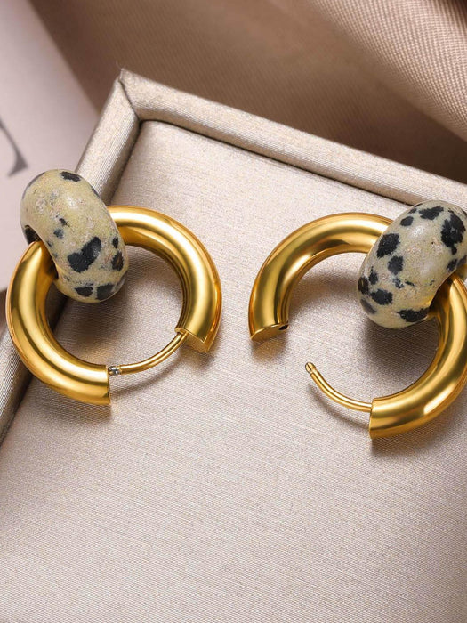 SHEIN 1 par de pendientes colgantes circulares de acero inoxidable