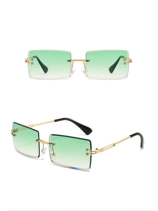 1 par de gafas de moda vintage sin montura con lentes degradadas verdes cuadradas para mujer