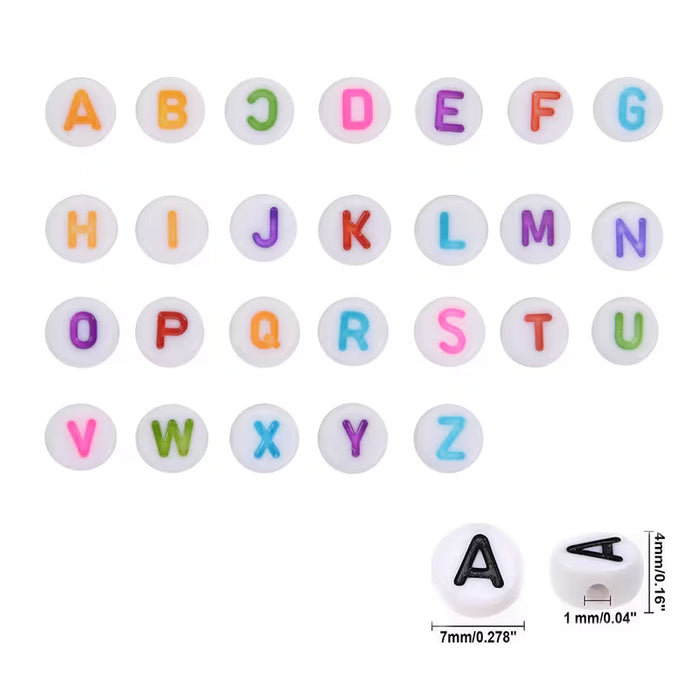 200pcs Cuentas Acrílicas Blancas Lavadas - Letras Mayúsculas y Minúsculas para Hacer Joyería