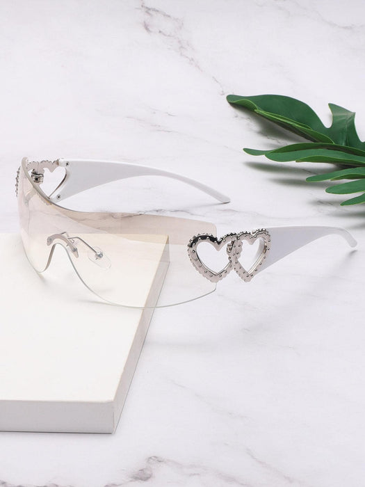 SHEIN 1 pieza Gafas en forma de corazón sin marco de metal, estilo Y2K