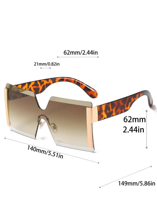 Shein Gafas de moda sin montura con lentes geométricas degradadas de estilo bohemio