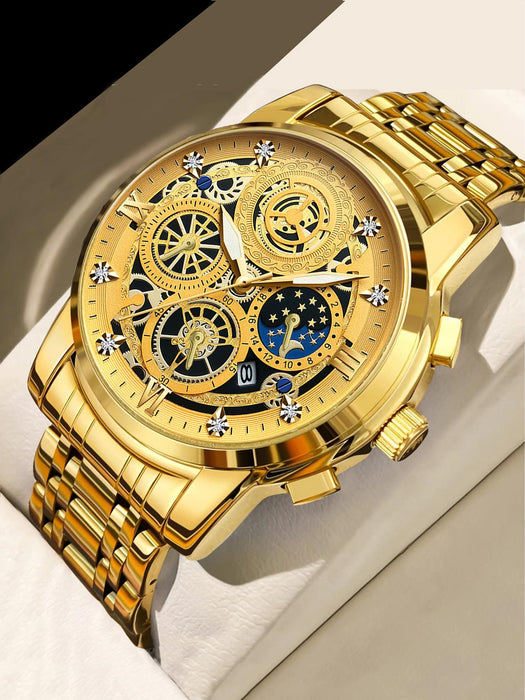 BINBOND Reloj de lujo para hombre elegante y moderno, de acero inoxidable